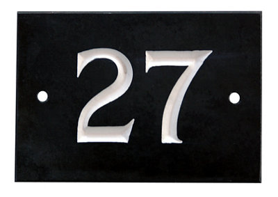 The House Nameplate Company Black & White Slate Rectangular House Number 27, (H)102Mm (W)140Mm