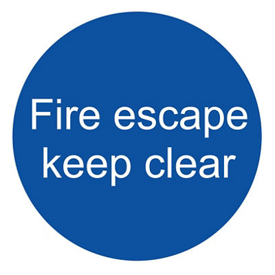 The House Nameplate Company Fire Escape Keep Clear Pvc Safety Sign, (H)100Mm (W)100Mm