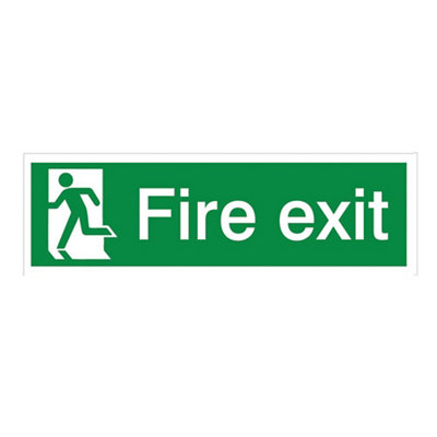 The House Nameplate Company Fire Exit Running Man Left Polyvinyl Chloride (Pvc) Safety Sign, (H)125Mm (W)400Mm (L)500Mm