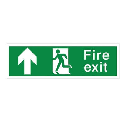 The House Nameplate Company Fire Exit With Arrow Forward Polyvinyl Chloride (Pvc) Safety Sign, (H)125Mm (W)400Mm (L)500Mm
