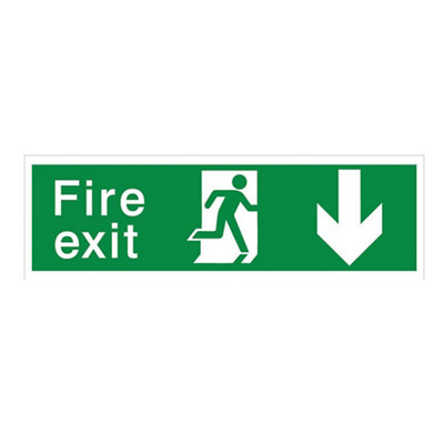 The House Nameplate Company Fire Exit With Arrow Back Polyvinyl Chloride (Pvc) Safety Sign, (H)125Mm (W)400Mm (L)500Mm