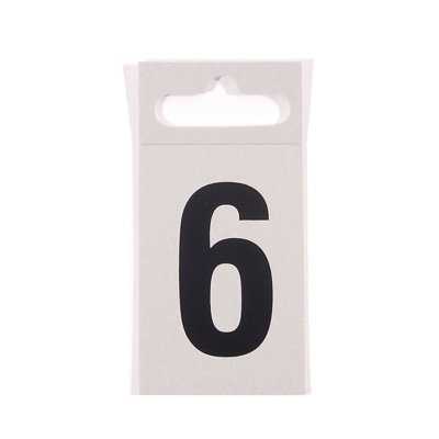 B&Q Silver Effect Plastic Self-Adhesive Door Number 6, (H)50Mm (W)30Mm