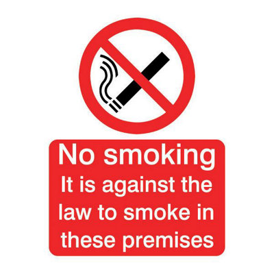 The House Nameplate Company Against The Law Smoking Self-Adhesive Labels, (H)200Mm (W)150Mm