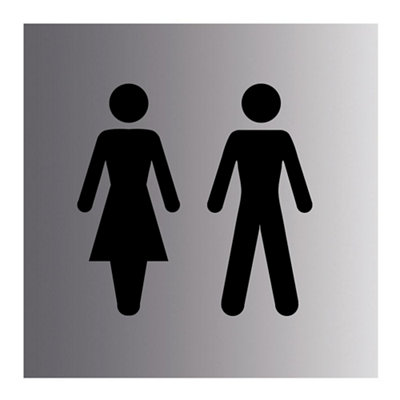 The House Nameplate Company Toilets Silver Effect Self-Adhesive Labels, (H)100Mm (W)100Mm