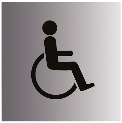 The House Nameplate Company Disabled Symbol Silver Effect Self-Adhesive Labels, (H)100Mm (W)100Mm