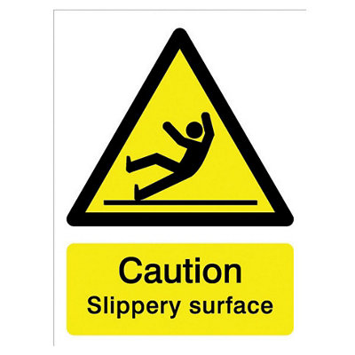 The House Nameplate Company Caution Slippery Surface Self-Adhesive Labels, (H)200Mm (W)150Mm