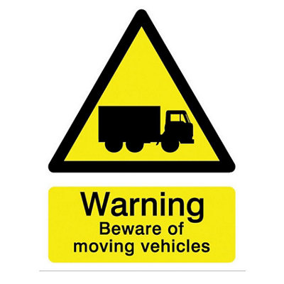The House Nameplate Company Warning Beware Of Moving Vehicles Self-Adhesive Labels, (H)200Mm (W)150Mm