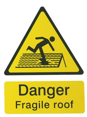 The House Nameplate Company Danger Fragile Roof Self-Adhesive Labels, (H)200Mm (W)150Mm
