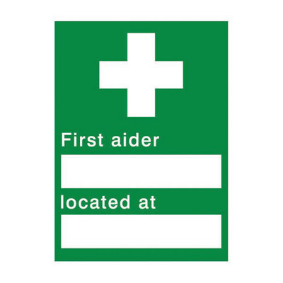 The House Nameplate Company First Aider Located Self-Adhesive Labels, (H)200Mm (W)150Mm