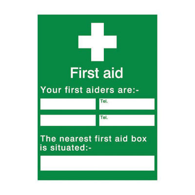 The House Nameplate Company Your First Aiders Are Self-Adhesive Labels, (H)200Mm (W)150Mm