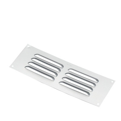 Manrose Chrome Effect Rectangular Applications Requiring Low Extraction Rates Fixed Louvre Vent V1830s, (H)76Mm (W)229Mm