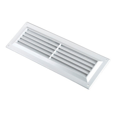 Manrose White Rectangular Applications Requiring Low Extraction Rates Fixed Louvre Vent & Fly Screen V1830fs, (H)76Mm (W)229Mm