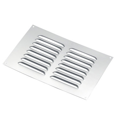 Manrose Chrome Effect Rectangular Fixed Louvre Vent V1840s, (H)152Mm (W)229Mm