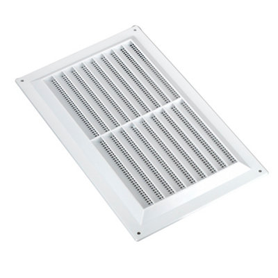 Manrose White Rectangular Applications Requiring Low Extraction Rates Fixed Louvre Vent & Fly Screen V1840fs, (H)152Mm (W)229Mm