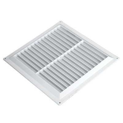 Manrose White Rectangular Fixed Louvre Vent & Fly Screen V1850fs, (H)229Mm (W)229Mm