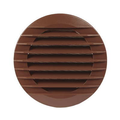 Manrose Brown Round Applications Requiring Low Extraction Rates Fixed Louvre Vent & Fly Screen V41020b, (Dia)100Mm