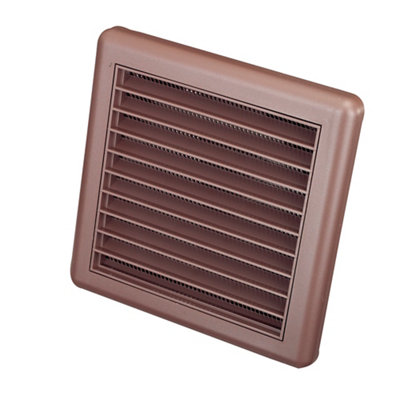 Manrose Brown Square Applications Requiring Low Extraction Rates Fixed Louvre Vent V1170b, (H)140Mm (W)140Mm