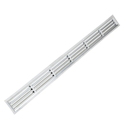 Manrose Chrome Effect Rectangular Applications Requiring Low Extraction Rates Fixed Louvre Vent V1880, (H)50Mm (W)660Mm