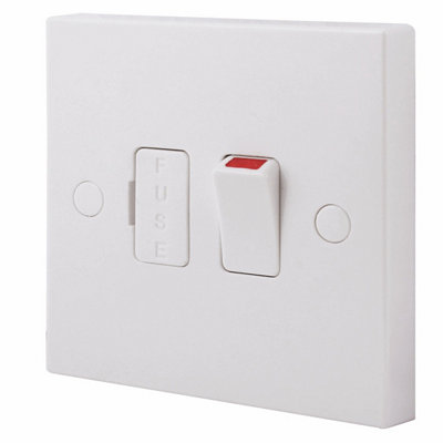 Bg White 13A 1 Way Raised Square Profile Screwed Switched Fused Connection Unit