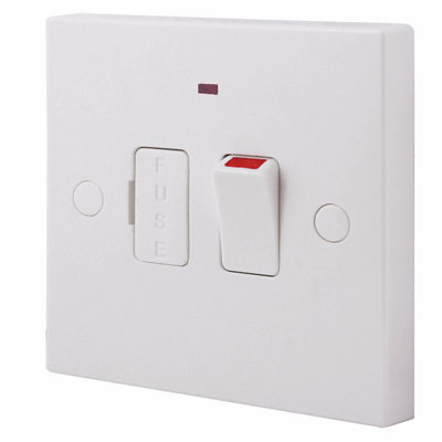 Bg White 13A 1 Way Raised Square Profile Screwed Switched Neon Indicator Fused Connection Unit