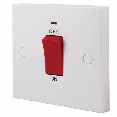 Bg 45A Rocker Raised Square Control Switch Gloss White Led Indicator