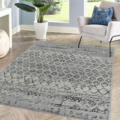 B&Q Vinci Cream & Brown Abstract Medium Rug, (L)170Cm X (W)120Cm