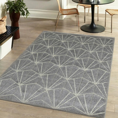 B&Q Portland Grey Geometric Large Rug, (L)230Cm X (W)160Cm