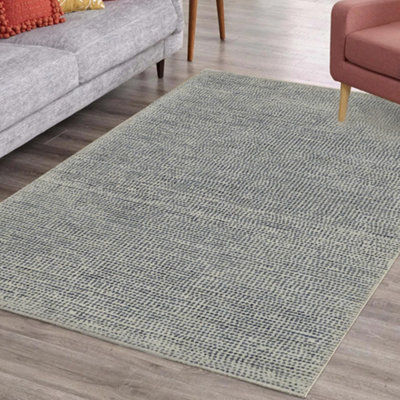 B&Q Milano Blue Striped Large Rug, (L)230Cm X (W)160Cm