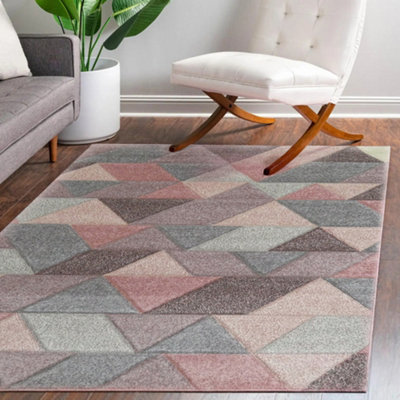 B&Q Portland Multicolour Geometric Large Rug, (L)230Cm X (W)160Cm