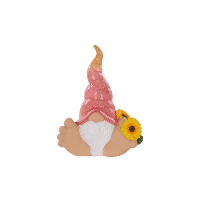 Terrastyle Pink, White, Yellow Resin Bigfoot With Sunflower Garden Ornament (H)28Cm
