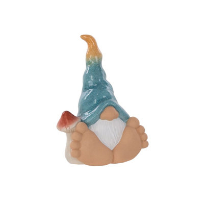 Terrastyle Blue, White, Yellow Resin Bigfoot With Mushroom Garden Ornament (H)27.5Cm