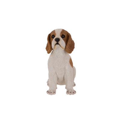 Terrastyle White, Brown Resin Spaniel Puppy Garden Ornament (H)37.8Cm (W)19.3Cm