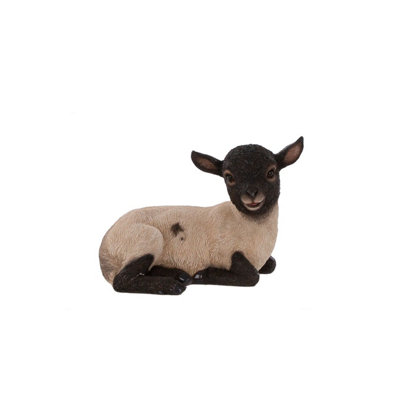 Terrastyle White, Black Resin Lamb Garden Ornament (H)19.5Cm