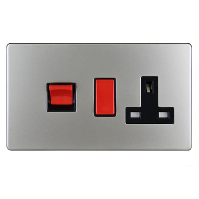 Varilight White 45A 1 Way 2 Gang Cooker Panel Screwless Switch
