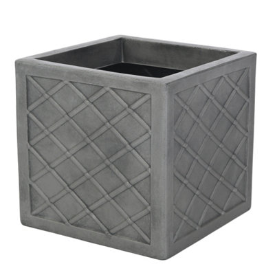 Sankey Small Lazio Plastic Square Planter (H)30Cm (W)32Cm (D)32Cm