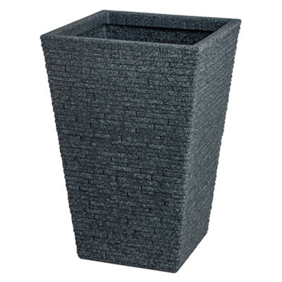 Strata Graphite Plastic Square Planter (H)30Cm (W)32Cm