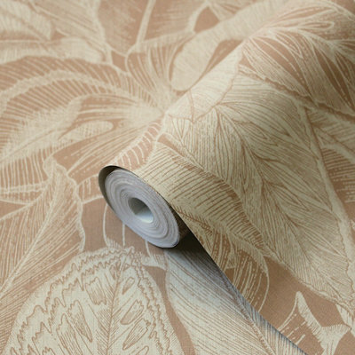 Holden Décor Sketch Palm Terracotta Smooth Wallpaper