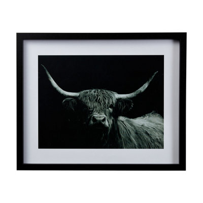 B&Q Highland Spirit Bull Black Framed Print (H)43Cm X (W)53Cm