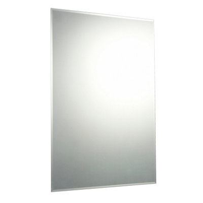 B&Q Clear Rectangular Bevelled Frameless Mirror (H)90Cm (W)60Cm