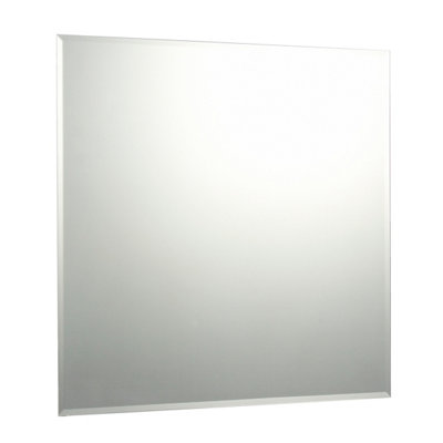 B&Q Clear Square Bevelled Frameless Mirror (H)60Cm (W)60Cm