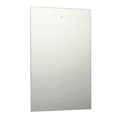 B&Q X2 Pre-Drilled Holes Clear Rectangular Frameless Mirror (H)45Cm (W)30Cm