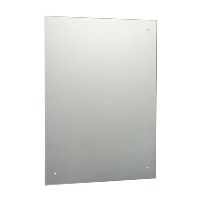 B&Q X4 Pre-Drilled Holes Clear Rectangular Frameless Mirror (H)60Cm (W)45Cm