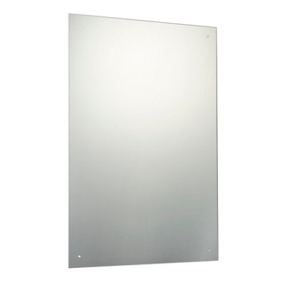 B&Q X4 Pre-Drilled Holes Clear Rectangular Frameless Mirror (H)90Cm (W)60Cm