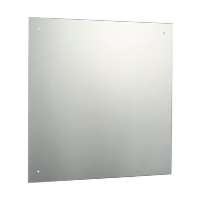 B&Q X4 Pre-Drilled Holes Clear Square Frameless Mirror (H)60Cm (W)60Cm