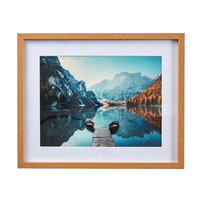 Reflex Mountain Landscape Multicolour Framed Print (H)43Cm X (W)53Cm