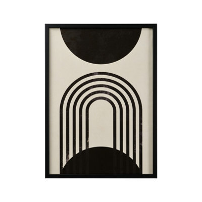 Reflex Abstract Lined Arch & Black Shapes Multicolour Framed Print (H)73Cm X (W)53Cm