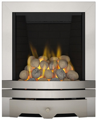 Focal Point Lulworth Full Depth Brushed Stainless Steel Effect Remote Controlled 3.75Kw Gas Fire