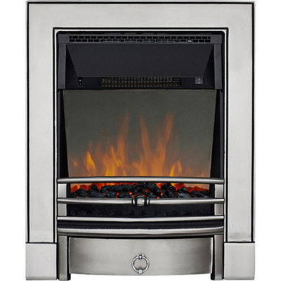 Focal Point Soho 2Kw Chrome Effect Inset Electric Fire With Reflective Glass Flame (H)59.6Cm (W)48.5Cm (D)15.4Cm