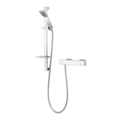 Aqualisa Sierra Square Chrome Effect Rear Fed Manual Mixer Shower & 1.5M Hose Length