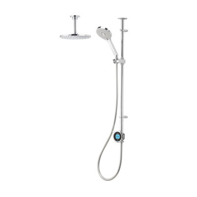 Aqualisa Optic Q Exposed Valve Hp/Combi Ceiling Fed Smart Digital Mixer 3-Spray Pattern Shower Adjustable & Fixed Shower Head